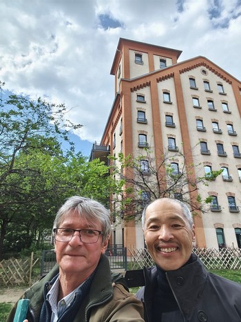 Károly Teleki (l) and Hironobu Matsuura (r) at Gizella Mill